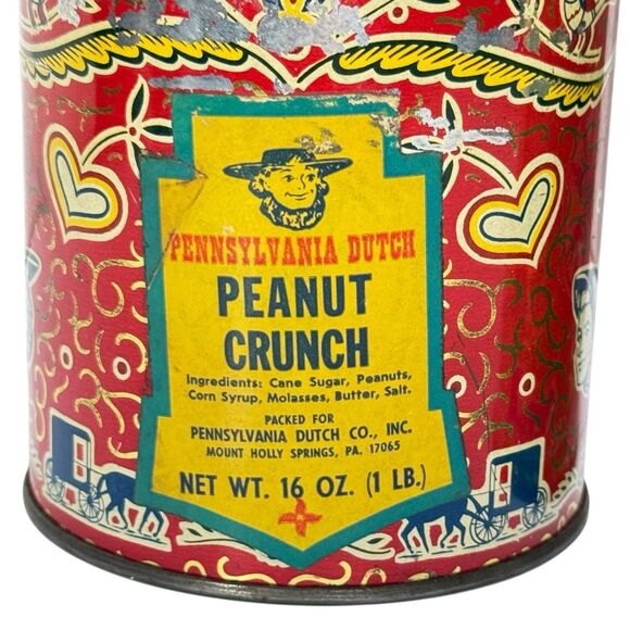 Vintage Pennsylvania Dutch Candies Yum Yum Peanut Crunch Tin Coin Banks Amish - Picture 3 of 14